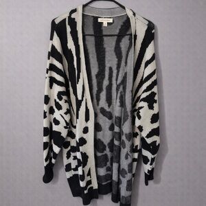 Reborn Casual Print Long Over Sized Cardigan SZ MD